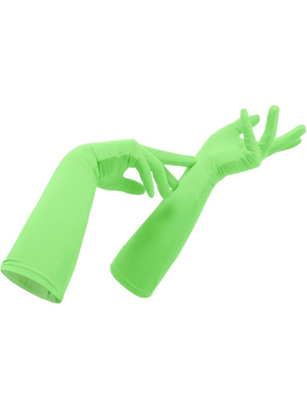 Women's Lime Green Cosplay Halloween Costume Spandex Stretch Mid-Length Gloves